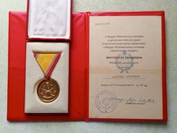 Honvédelmi Érdemérem 10 év után kitüntetés + adományozó 1983 Czinege Lajos Honv Miniszter aláírása.