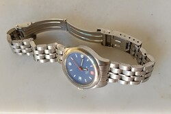 Retró svájci katonai rozsdamentes-acélkék számlap- női dátumóra