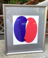 Fajó János: "Ellipszis csúsztatott metsződés" 1997 című  egyedi akrill nem szitanyomat alkotása.