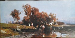 Mészöly Géza festő művész, Faluvége 1875 - ös alkotásànak, kasírozótt nyomata