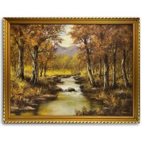 Gábris Béla (20. század) Csordogáló patak az őszi erdőben (66x85 cm) /számlát adunk/