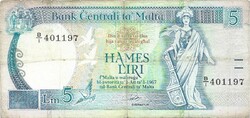5 lira liri 1989 Málta Ritka