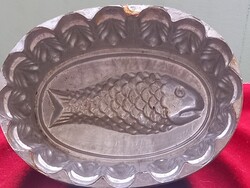 Óriási antik art deco cukrászati/konyhai eszköz: puding forma, hal pástétom forma