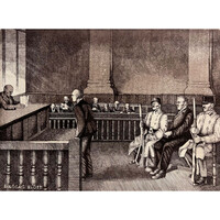 Tassy Béla (1942- ) Bíróság előtt - részletgazdag szocreál grafikai munka /számlát adunk/