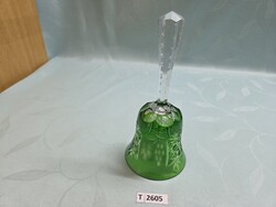 T2605 Ajka zöld metszett kristály csengő 17,5 cm
