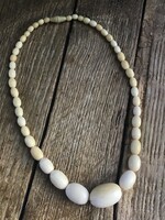 Antik csont (agyar) gyöngysor, nyaklánc