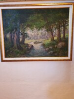 Ismeretlen alkotó. Erdei patak. Olaj-vászon 58×80