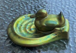 Antik Zsolnay eozin, vízbe csúszó  kacsa !