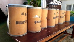 Régi, filmtekercs tároló dobozok, fém abroncs, Budapest felirat, ár/ darab