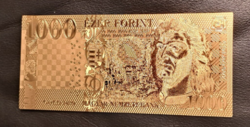 24 Karat Gold-Plated 1000 Forint / 1000 Forint Banknote