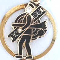 Antik Art Deco Medál Arany Szerencsehozó Kéményseprő Zománc Ritka