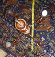 Szarvasi, 4 ágú, vörösréz-fa csillár, lámpa, függőlámpa
