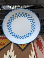 28 cm Lampart kockás zománcozott Zománcos  kínáló tányér falusi paraszti nosztalgia