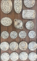 Antique Zsolnay Bamboo Pattern Dinnerware Set, 18 pcs from 1880.