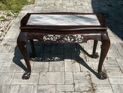 Antik kínai mahagóni, márvány betétes, sárkányos, keleti, ázsiai, japán, indiai, indonéz