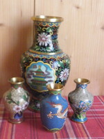 Antik kínai rekeszzománcos 4 db váza -