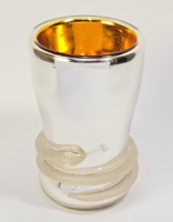 Fantasztikus antik biedermeier foncsorozott huta díszüveg pohár rátett kígyó motívummal díszítve