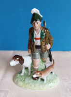 Fasold & Stauch Vadász Kutyákkal Német Porcelán Figura
