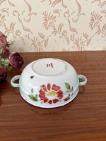 Enamelled Bonyhádi Floral Biscuit Plate, Rural Decor Nostalgia Piece