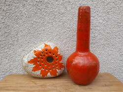 Retro Pesthidegkúti kerámia váza és ikebana váza
