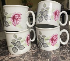 Zsolnay jelezett 4 db egyforma rózsás bögre