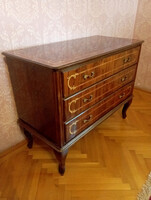 Neobarokk intarziás 3 fiókos komód