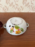 Enamelled floral Budafoki rare serving bowl, nostalgic piece peasant decor