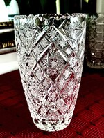 Álomszép új dúsan csiszolt hibátlan kristály váza