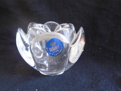 Skandináv design: ROYAL COPENHAGEN vastag falú kristályüveg mécses LABDA  RÓZSA FORMA