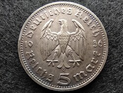 Németország Paul Von Hindenburg .900 ezüst 5 birodalmi márka 1936 D