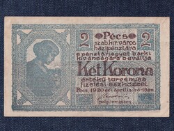 Pécs Szabad Királyi Város Pénztárjegye 2 Korona szükségpénz 1920