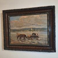 Viski János : Pihenőben eredeti festménye