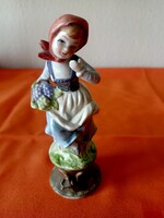Nápolyi festett kislány porcelán figura