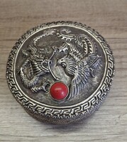 Kínai ékszerdoboz nemes korallal c1920