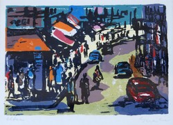 Gera Éva (1923-1996): Utca - monotypia, keretezve