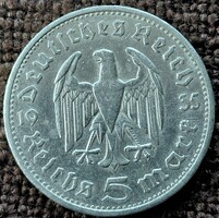 III. Birodalom 5 márka 1935G . Ag ezüst . 13,8g/0,900