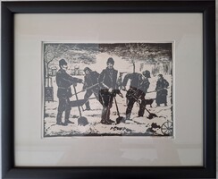 Veress Géza (1899-1970): Kerti munka - fametszet 1864