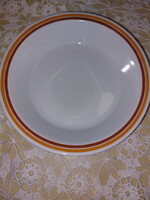 Alföldi menzás, sárga-barna csíkos porcelán főzelékes tányér, 1db