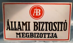 Ritka Nagy Zománc Állami Biztosító Tábla