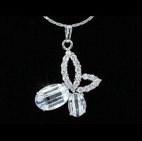 JELZETT, 18 KT.-S FEHÉR ARANNYAL GALVANIZÁLT SWAROVSKI KRISTÁLY MEDÁLOS RÓDIUMOS NYAKLÁNC