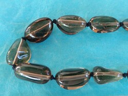 Vintage füstkvarc gyöngyökkel készült nyaklánc