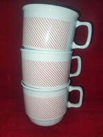 Zsolnay retro piros csíkos porcelán bögre