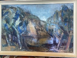 VATI JÓZSEF - NYÁRI VÍZPART..60x90cm plusz kerete