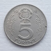 5 Forint 1978 érme, fémpénz - Magyarország 5 Forint 1978 pénzérme