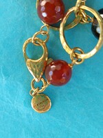 Olasz minőségi aranyozott, fazettált karneol és füstkvarc gyöngyökkel készült nyaklánc