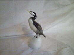 Hollóházi porcelán kormorán madár figura