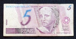 5 Reais , Brasil , brazil real , külföldi papír pénz