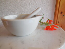 Drasche , patikai , porcelán mozsár , új törővel  jelzett , 126 mm átmérő ,