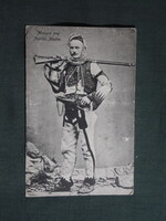 Képeslap,Albánia,katona,harcos,fegyver,népviselet,népművészet 1917-