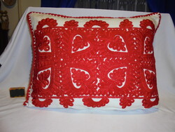Erdélyi kalotaszegi írásos hímzett díszpárna - szivaccsal töltve
